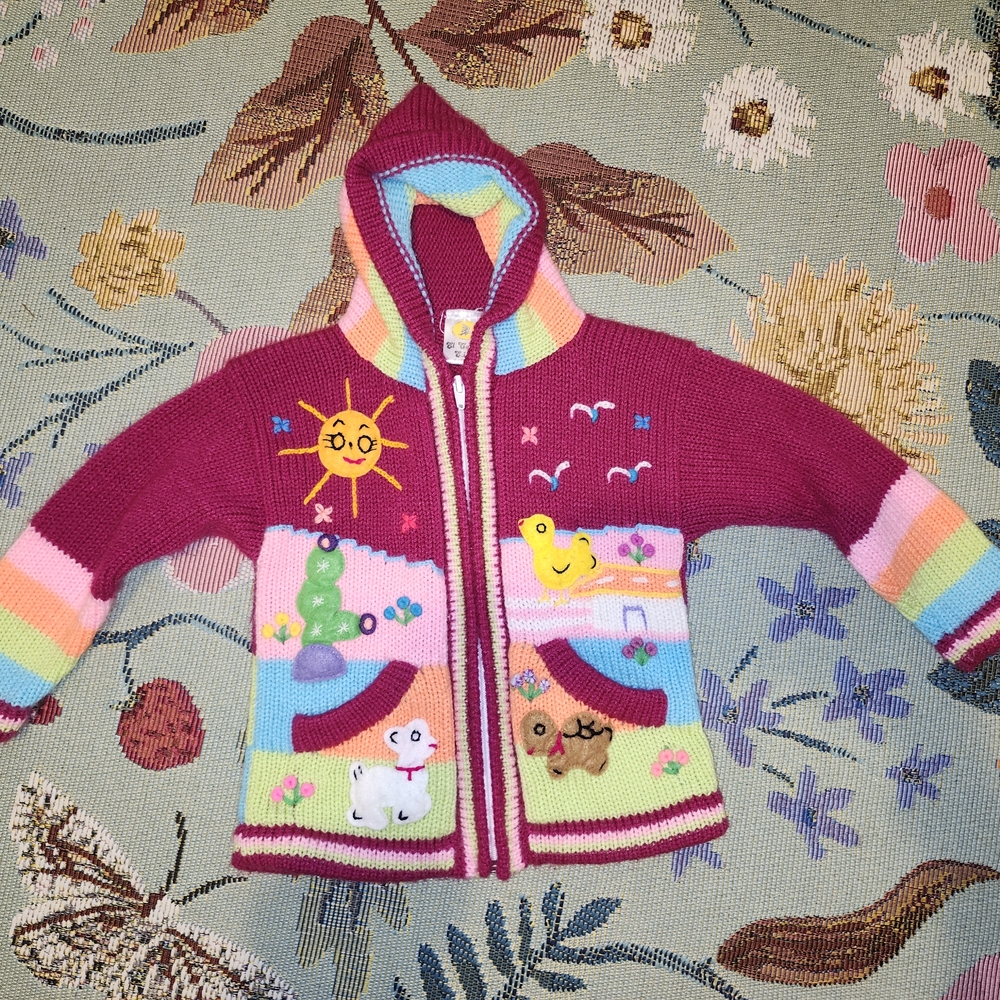 Colorful Children's Knit Hoodie